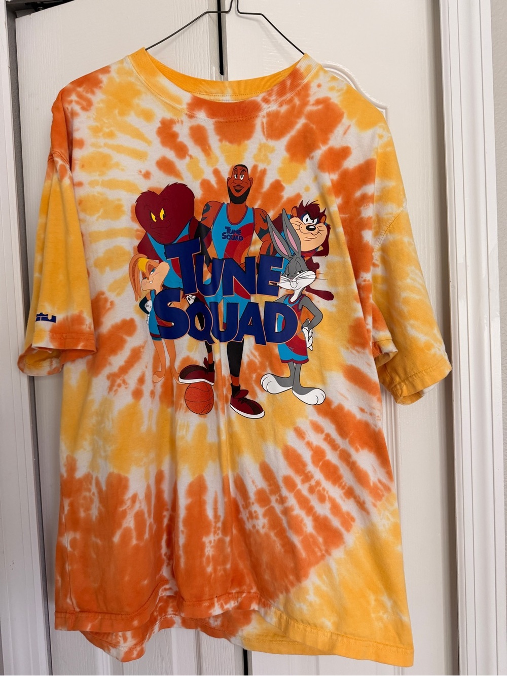 Nike Tune Squad Tie-Dye Crew Tee in Orange and Yellow